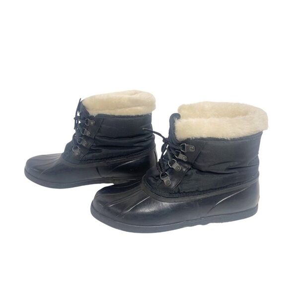 Winter Black Lace up Warm Lined Waterproof Boots  Size 10 - Picture 3 of 10